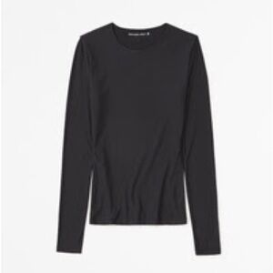 Abercrombie & Fitch Black Soft-Matte Seamless Tuckable Long-Sleeve Tee